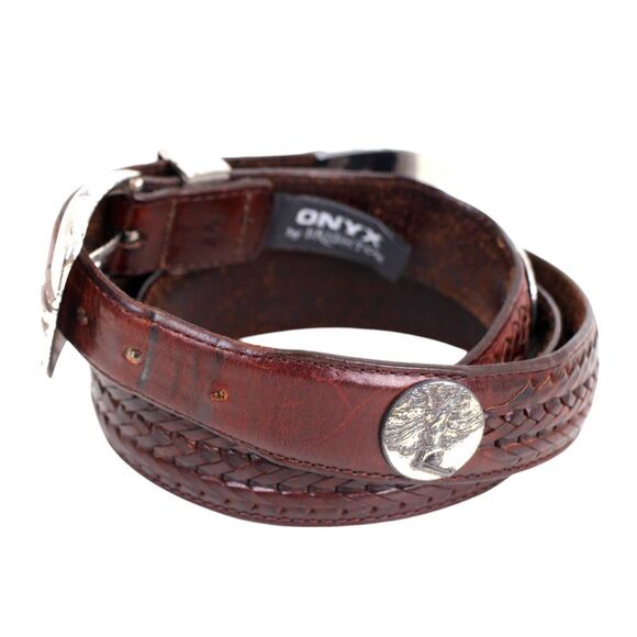 Onyx by BRIGHTON BROWN GENUINE LEATHER 1 1/8"Wd CASUAL DRESS BELT Sz 40 (G37 - Picture 3 of 15